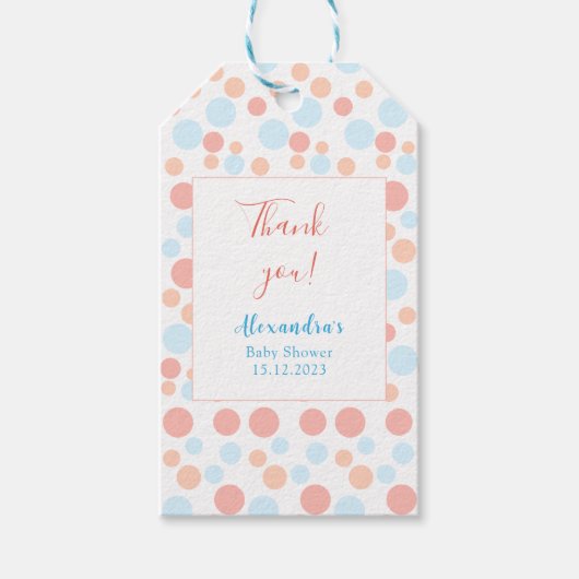 Baby shower Eenvoudige Stippen Kleurrijke persoonl Cadeaulabel (Voorkant)