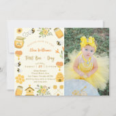 Baby shower eerste dag bijenfoto kaart (Voorkant)