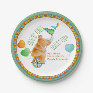 baby shower eet circus unicycle rhino art bord op