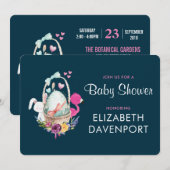 Baby shower Egg Nesting w/Flamingo & Bunny Kaart (Voorkant / Achterkant)