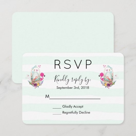 Baby shower Egg Nesting w/Flamingo & Bunny RSVP (Voorkant / Achterkant)