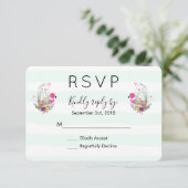 Baby shower Egg Nesting w/Flamingo & Bunny RSVP Kaartje (Staand voorkant)