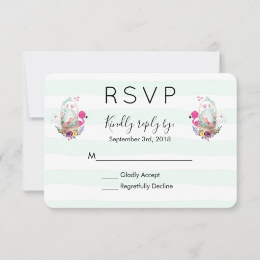 Baby shower Egg Nesting w/Flamingo & Bunny RSVP Kaartje (Voorkant)