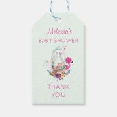 Baby shower Egg w / Flamingo & Bunny Dank u Cadeaulabel (Voorkant)