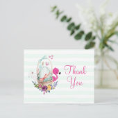 Baby shower Egg w / Flamingo & Bunny Party Bedankt Briefkaart (Staand voorkant)