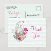 Baby shower Egg w / Flamingo & Bunny Party Bedankt Briefkaart (Voorkant / Achterkant)
