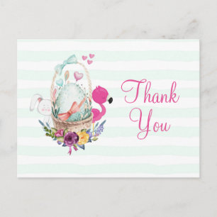 Baby shower Egg w / Flamingo & Bunny Party Bedankt Briefkaart