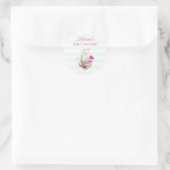 Baby shower Egg w / Flamingo & Bunny Ronde Sticker (Tas)