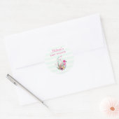 Baby shower Egg w / Flamingo & Bunny Ronde Sticker (Envelop)