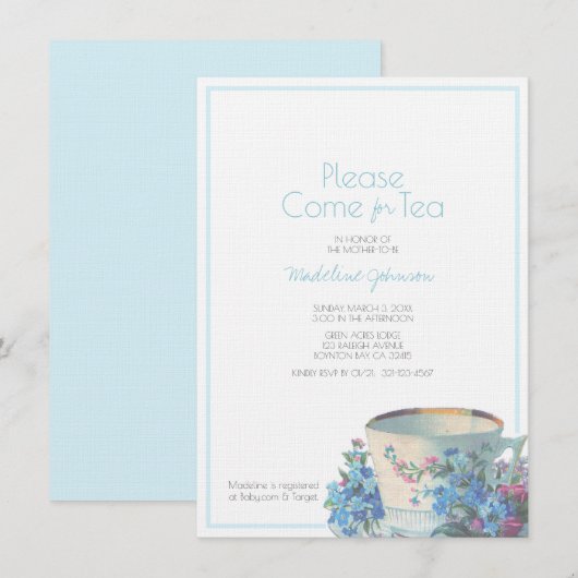  BABY SHOWER elegant blauw Kaart (Voorkant / Achterkant)