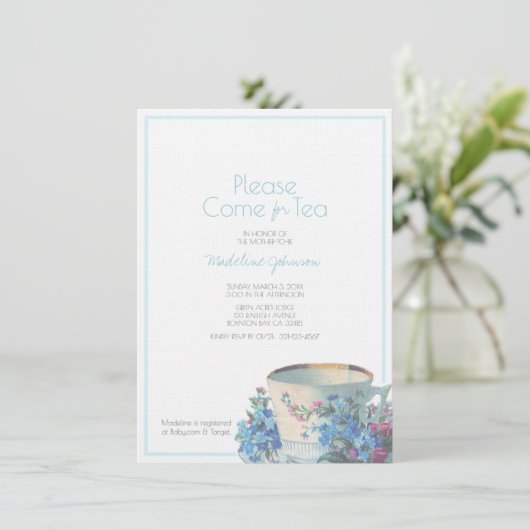  BABY SHOWER elegant blauw Kaart (Staand voorkant)