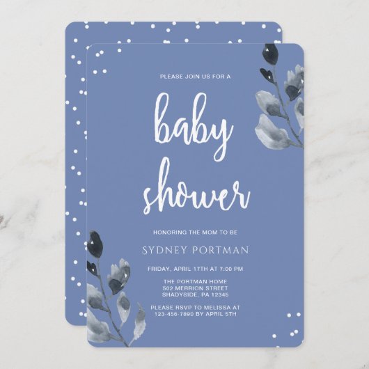 Baby shower Elegant Botanisch met Confetti Kaart (Voorkant / Achterkant)