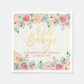 Baby shower Elegant Chic Pink Waterverf Floral Servetten (Voorkant)