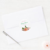 Baby shower Elegant Handgeschreven Waterverf Bloem Ronde Sticker (Envelop)