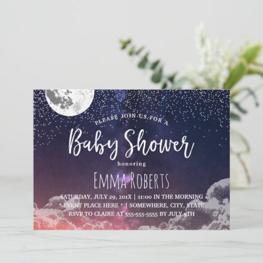 Baby shower Elegant Moon & Stars Night #2 Kaart (Staand voorkant)