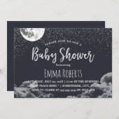 Baby shower Elegant Moon & Stars Night Kaart (Voorkant / Achterkant)