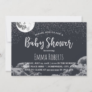 Baby shower Elegant Moon & Stars Night Kaart