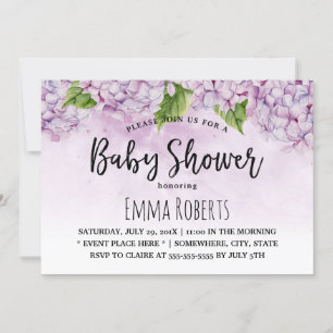Baby shower Elegant Paars Hydrangea Floral Kaart
