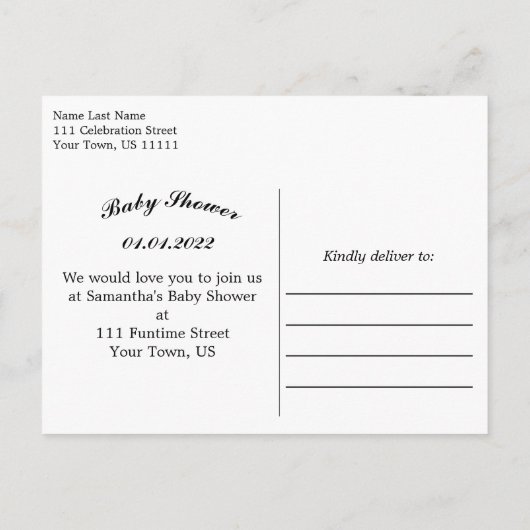 baby shower Elegant Regal Golden Typografie Aankondigingskaart (Achterkant)