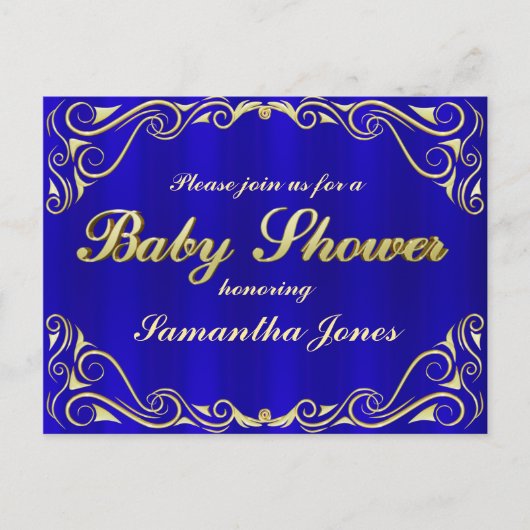 baby shower Elegant Regal Golden Typografie Aankondigingskaart (Voorkant)