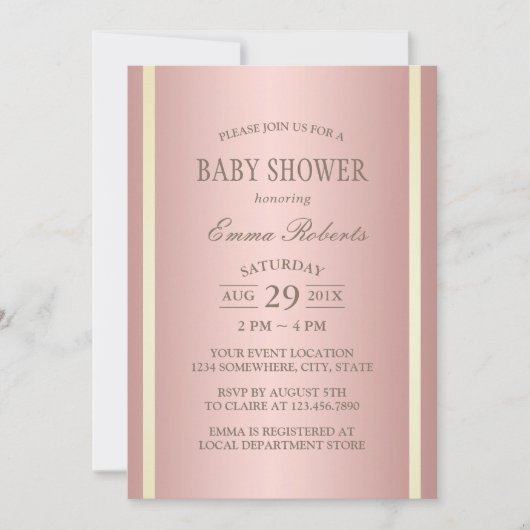 Baby shower Elegant Roos Gold Foil Kaart (Voorkant)