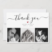 Baby shower Elegant Script Minimal Photo Collage Bedankkaart (Voorkant)
