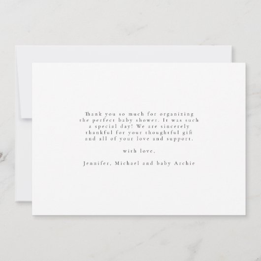 Baby shower Elegant Script Minimal Photo Collage Bedankkaart (Achterkant)