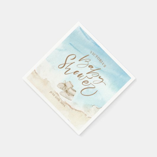 Baby shower Elegant Script Waterverf Beach Servet (Hoek)
