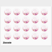 Baby shower Elegant Script Waterverf Flowers Roos Ronde Sticker (Vel)