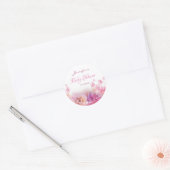 Baby shower Elegant Script Waterverf Flowers Roos Ronde Sticker (Envelop)
