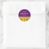 Baby shower elegant violet paars met gouden boog ronde sticker (Tas)