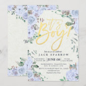 Baby shower Elegant Waterverf Floral Gold Script Kaart (Voorkant / Achterkant)
