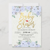 Baby shower Elegant Waterverf Floral Gold Script Kaart (Voorkant)