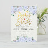Baby shower Elegant Waterverf Floral Gold Script Kaart (Staand voorkant)