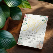 Baby shower Elegant Waterverf Floral Gold Script Kaart