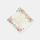 Baby shower Elegant Waterverf Floral Gold Script Servet (Hoek)