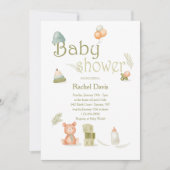 Baby shower Elementen in de Waterverf Kaart (Voorkant)