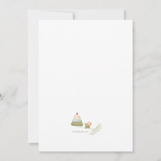 Baby shower Elementen in de Waterverf Kaart (Achterkant)