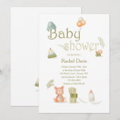 Baby shower Elementen in de Waterverf Kaart (Voorkant / Achterkant)