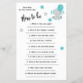 Baby shower Elephan Hoe goed je de kaart kent