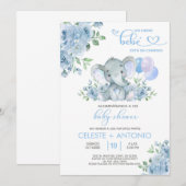 Baby shower Elephant & ballon boy Spaans Kaart (Voorkant / Achterkant)