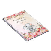 Baby shower Elephant Boho Chic Floral Waterverf Notitieboek (Rechterzijde)