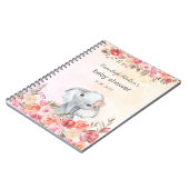 Baby shower Elephant Boho Chic Floral Waterverf Notitieboek (Linkerzijde)