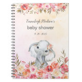 Baby shower Elephant Boho Chic Floral Waterverf Notitieboek (Voorkant)