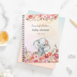 Baby shower Elephant Boho Chic Floral Waterverf Notitieboek