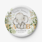 Baby shower Elephant Greenery Papieren Bordje (Voorkant)