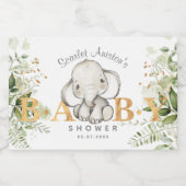 Baby shower Elephant Greenery Sparkling Wijnetiket (Enkel label)