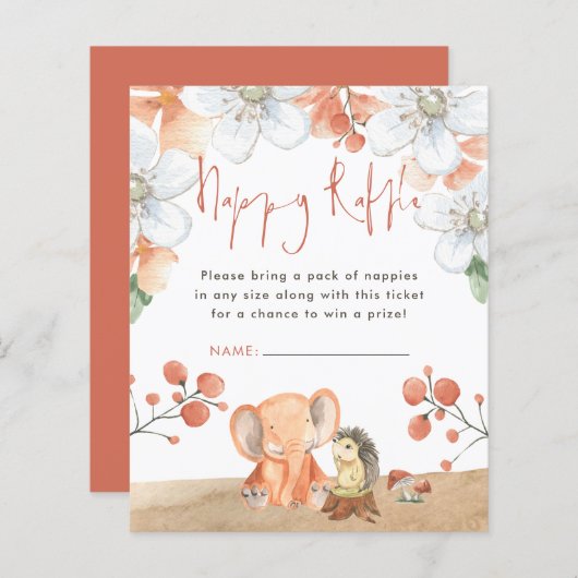 Baby shower Elephant Hedégel Nappy Raffle (Voorkant / Achterkant)