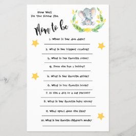 Baby shower Elephant Hoe goed je de kaart kent