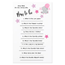 Baby shower Elephant Hoe goed je de kaart kent